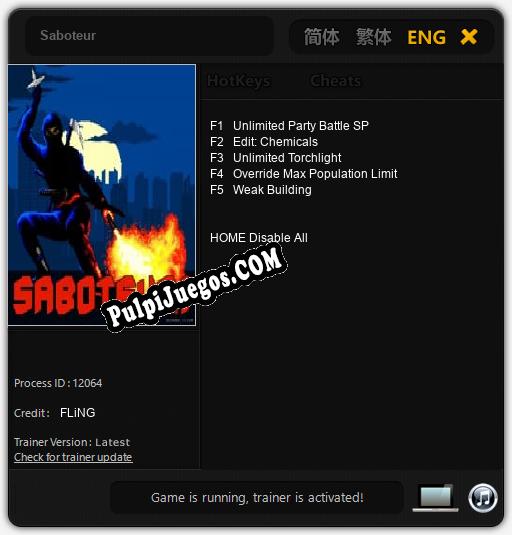 Entrenador liberado a Saboteur [v1.0.2]