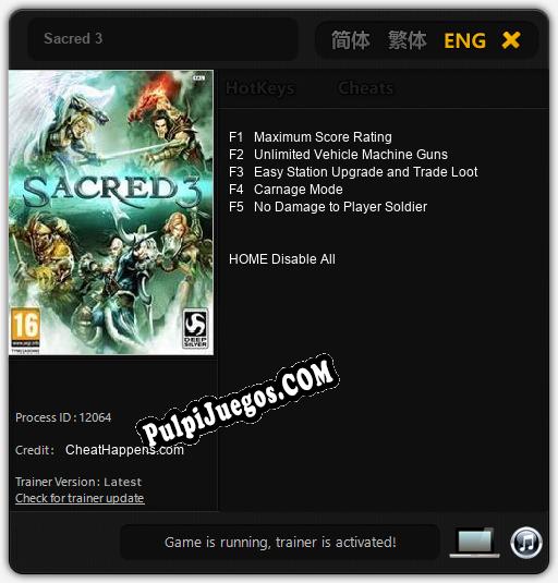 Entrenador liberado a Sacred 3 [v1.0.2]