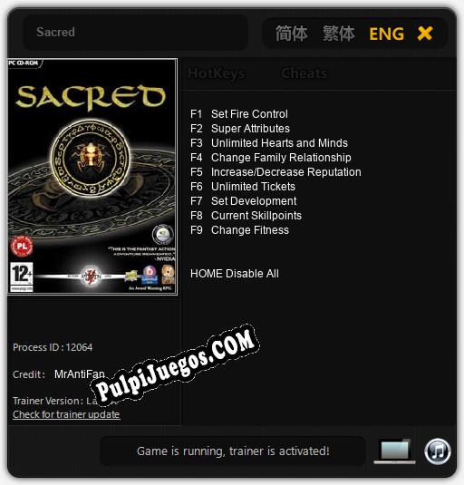 Sacred: Treinador (V1.0.36)