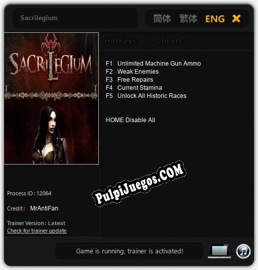 Sacrilegium: Cheats, Trainer +5 [MrAntiFan]