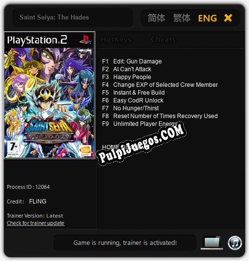 Saint Seiya: The Hades: Cheats, Trainer +9 [FLiNG]