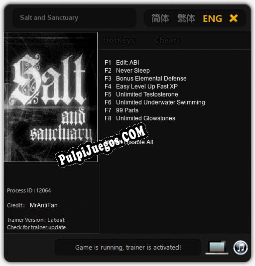 Salt and Sanctuary: Cheats, Trainer +8 [MrAntiFan]