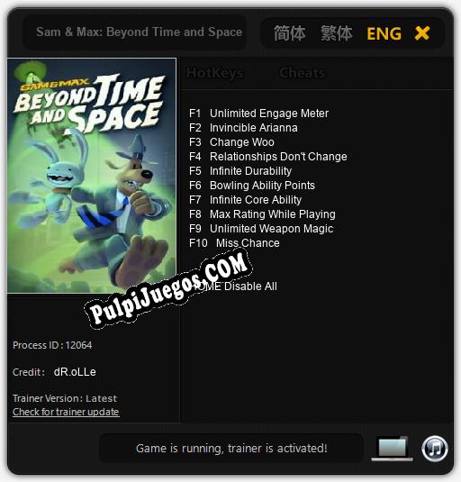 Entrenador liberado a Sam & Max: Beyond Time and Space [v1.0.3]