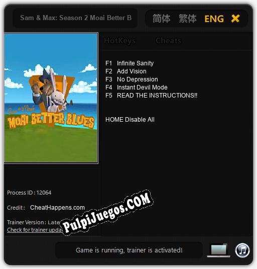 Sam & Max: Season 2 Moai Better Blues: Cheats, Trainer +5 [CheatHappens.com]