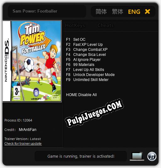 Entrenador liberado a Sam Power: Footballer [v1.0.8]