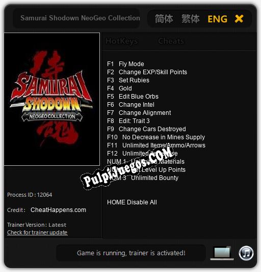 Samurai Shodown NeoGeo Collection: Cheats, Trainer +15 [CheatHappens.com]