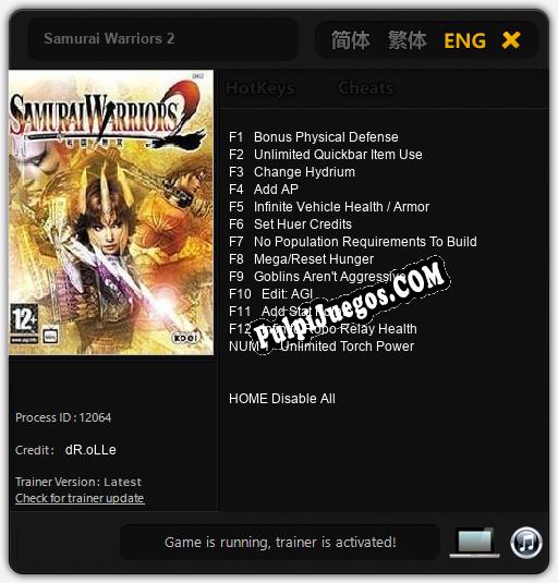 Samurai Warriors 2: Treinador (V1.0.68)