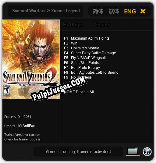 Samurai Warriors 2: Xtreme Legends: Trainer +9 [v1.4]