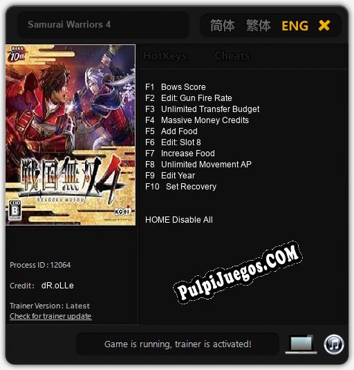 Entrenador liberado a Samurai Warriors 4 [v1.0.3]