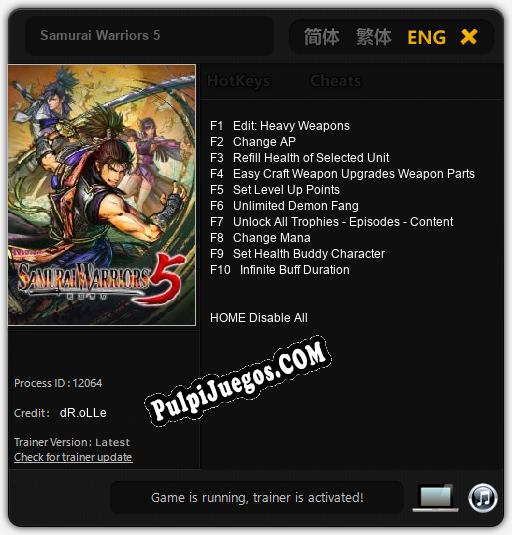 Samurai Warriors 5: Cheats, Trainer +10 [dR.oLLe]