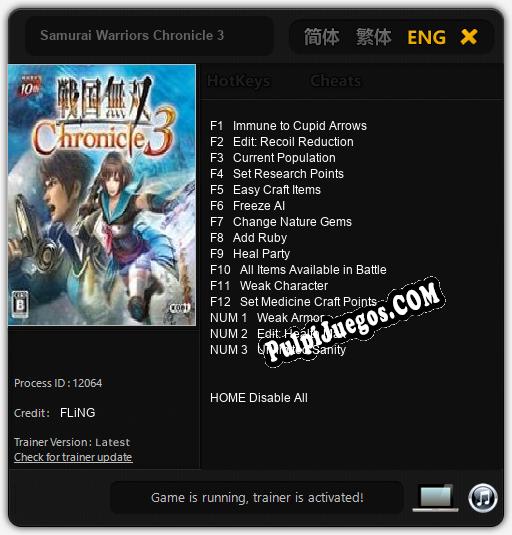 Entrenador liberado a Samurai Warriors Chronicle 3 [v1.0.2]