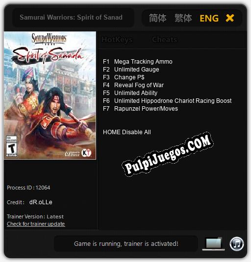 Samurai Warriors: Spirit of Sanada: Cheats, Trainer +7 [dR.oLLe]