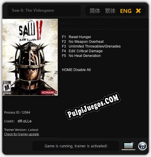 Saw II: The Videogame: Trainer +5 [v1.8]