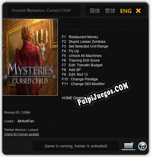 Scarlett Mysteries: Cursed Child: Cheats, Trainer +11 [MrAntiFan]