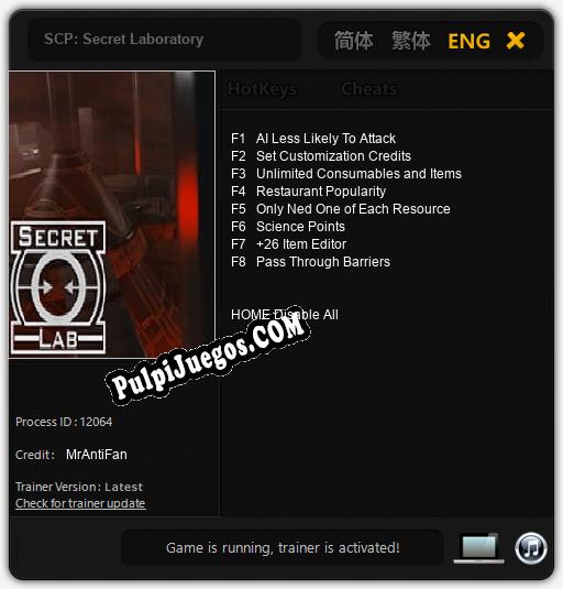 SCP: Secret Laboratory: Cheats, Trainer +8 [MrAntiFan]