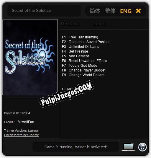 Entrenador liberado a Secret of the Solstice [v1.0.2]