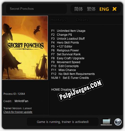 Entrenador liberado a Secret Ponchos [v1.0.5]