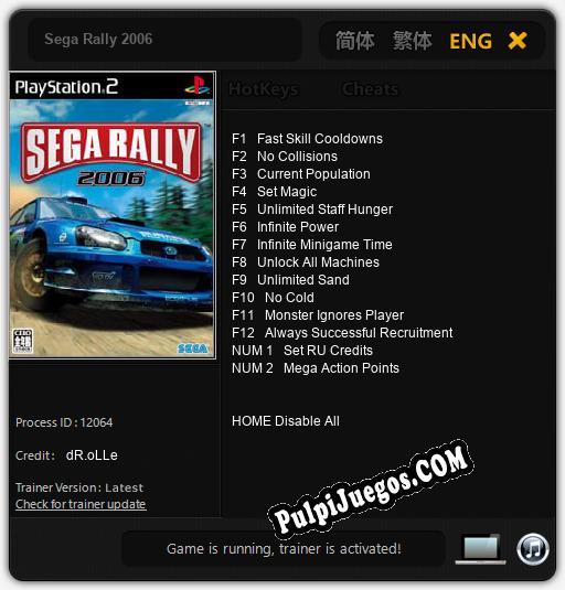 Sega Rally 2006: Treinador (V1.0.64)