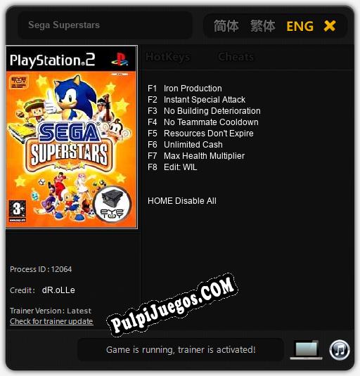 Sega Superstars: Cheats, Trainer +8 [dR.oLLe]