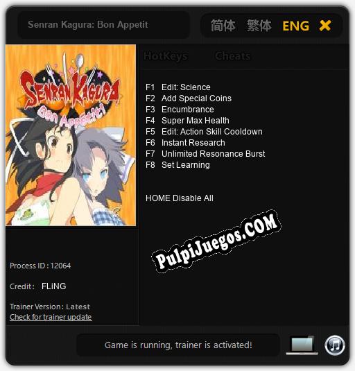 Senran Kagura: Bon Appetit: Trainer +8 [v1.5]