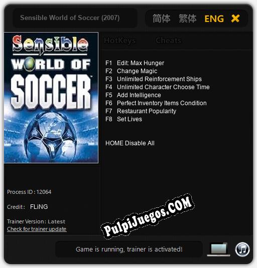 Sensible World of Soccer (2007): Cheats, Trainer +8 [FLiNG]