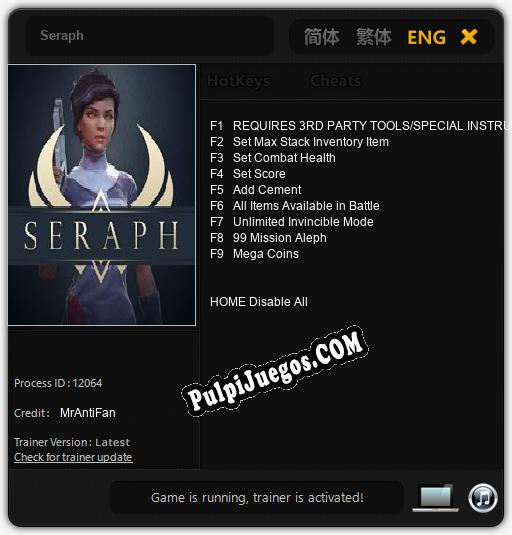 Seraph: Treinador (V1.0.29)