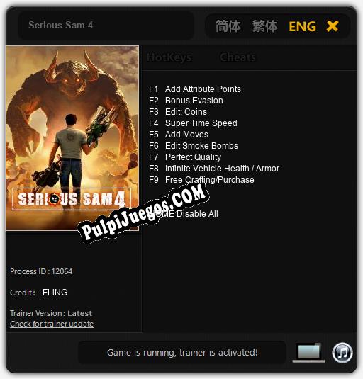 Serious Sam 4: Trainer +9 [v1.9]