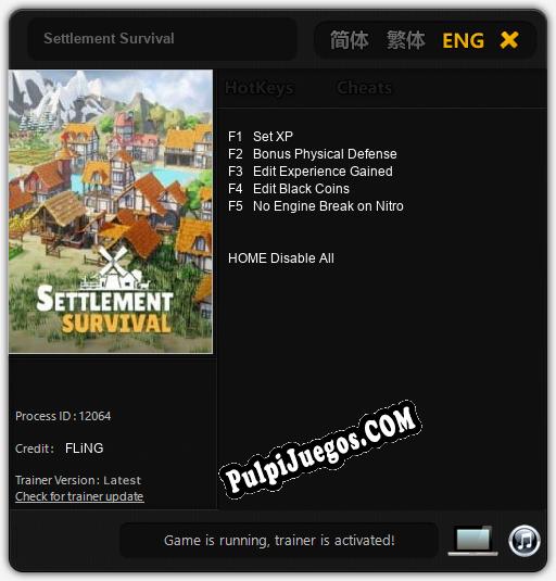 Entrenador liberado a Settlement Survival [v1.0.9]