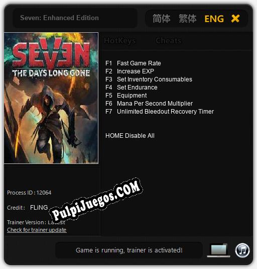 Seven: Enhanced Edition: Cheats, Trainer +7 [FLiNG]