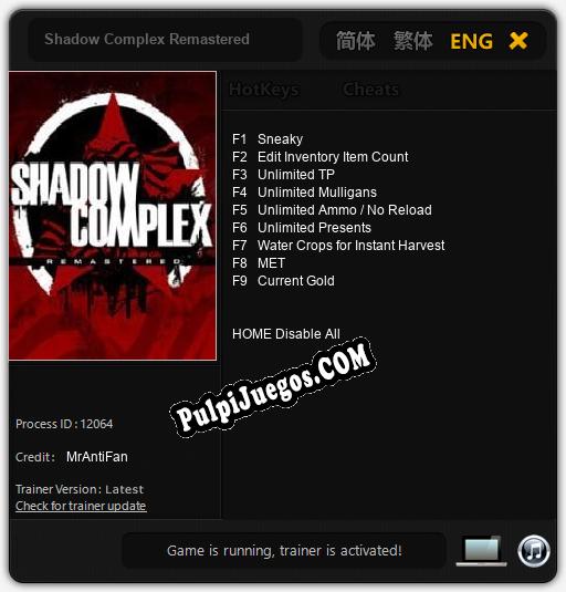 Shadow Complex Remastered: Cheats, Trainer +9 [MrAntiFan]