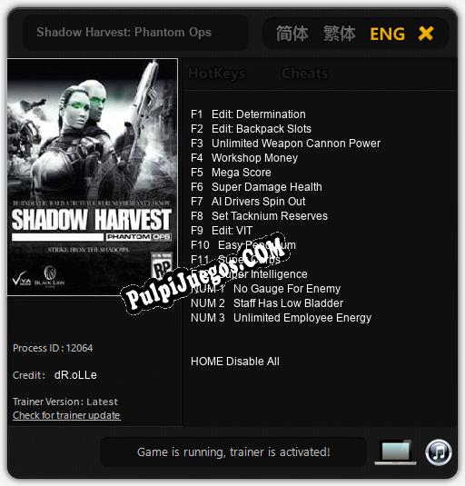 Shadow Harvest: Phantom Ops: Treinador (V1.0.99)