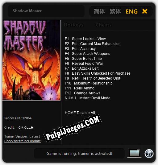 Shadow Master: Trainer +13 [v1.2]