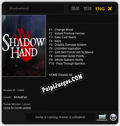 Shadowhand: Trainer +10 [v1.7]