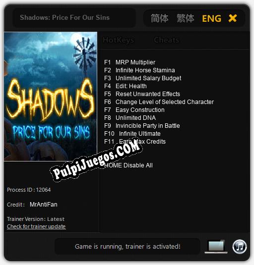 Shadows: Price For Our Sins: Treinador (V1.0.87)