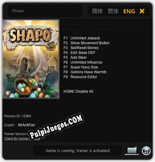 Entrenador liberado a Shapo [v1.0.9]