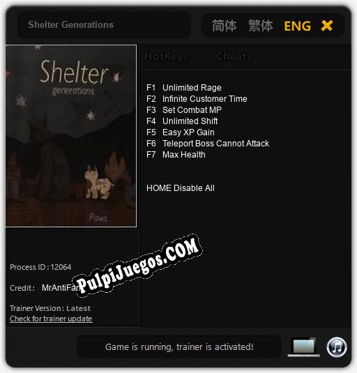 Shelter Generations: Cheats, Trainer +7 [MrAntiFan]