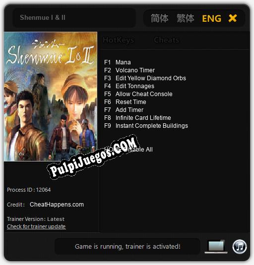 Shenmue I & II: Treinador (V1.0.57)