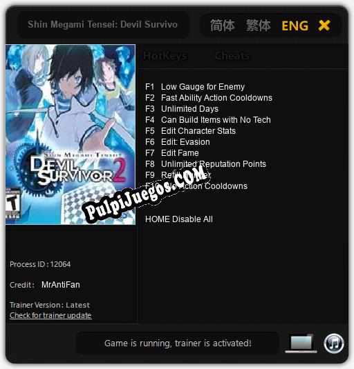 Entrenador liberado a Shin Megami Tensei: Devil Survivor 2 [v1.0.9]