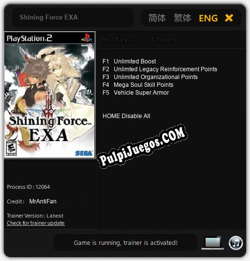 Shining Force EXA: Trainer +5 [v1.3]