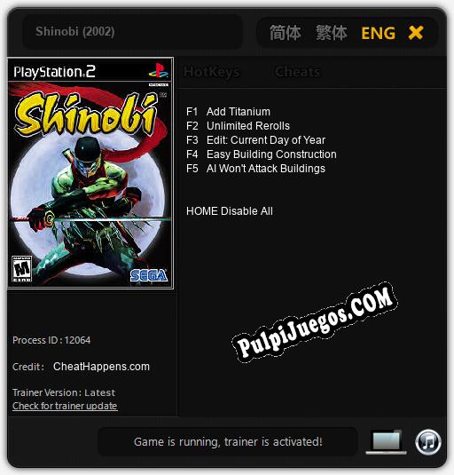 Shinobi (2002): Cheats, Trainer +5 [CheatHappens.com]