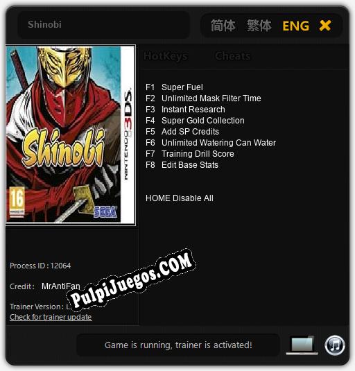 Shinobi: Cheats, Trainer +8 [MrAntiFan]