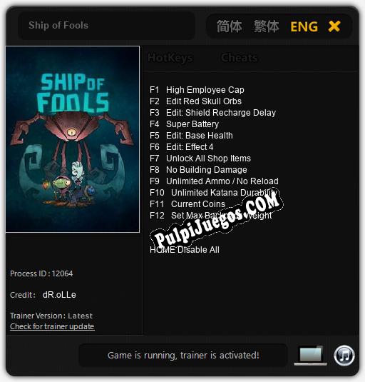 Entrenador liberado a Ship of Fools [v1.0.5]