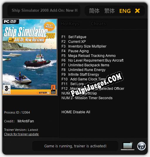 Ship Simulator 2008 Add-On: New Horizons: Cheats, Trainer +14 [MrAntiFan]