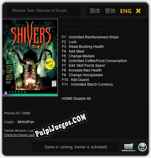 Entrenador liberado a Shivers Two: Harvest of Souls [v1.0.1]