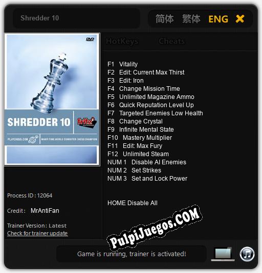 Entrenador liberado a Shredder 10 [v1.0.3]