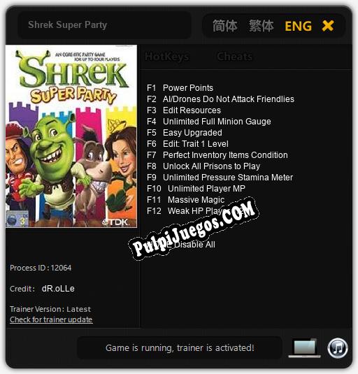 Shrek Super Party: Cheats, Trainer +12 [dR.oLLe]