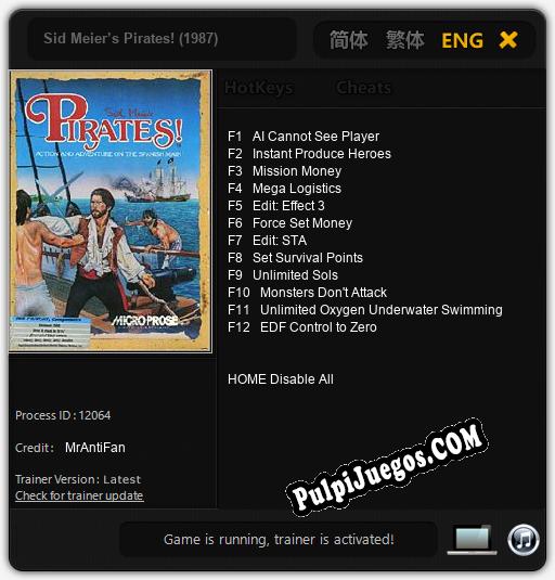 Sid Meier’s Pirates! (1987): Cheats, Trainer +12 [MrAntiFan]