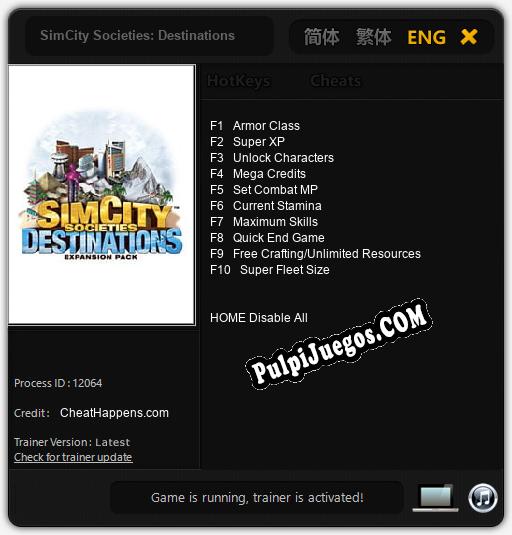 SimCity Societies: Destinations: Treinador (V1.0.29)