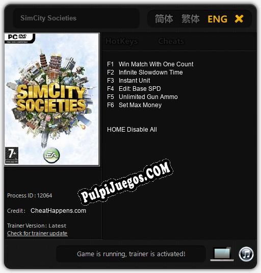 Entrenador liberado a SimCity Societies [v1.0.8]