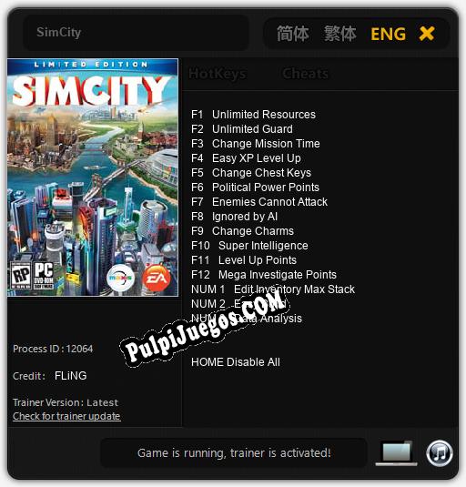 SimCity: Treinador (V1.0.51)